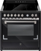 Steel Oxford 90, Rangecooker, 90 cm, Multifunktionsbackofen, Nero, Induktionskochfeld, X9F-5FIBA, mit 5 Jahren Garantie!