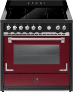 Steel Oxford 90, Rangecooker, 90 cm, Multifunktionsbackofen, Bordeaux, Induktionskochfeld, X9F-5FIBR, mit 5 Jahren Garantie!