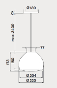 Falmec Sophie Lampe, anthrazit, 22 cm, 102307, mit 5 Jahren Garantie