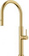Franke Pescara J Einhebelmischer, Hochdruck Zugauslauf, Edelstahl massiv, PVD Gold, 115.0741.697